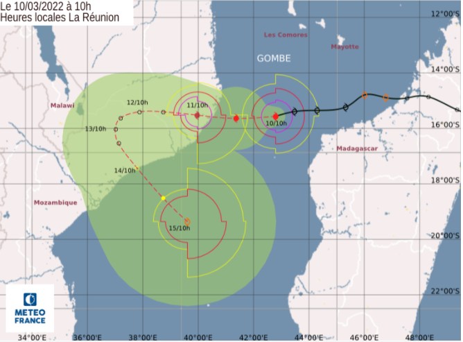 Océan Indien: Le cyclone tropical Gombe