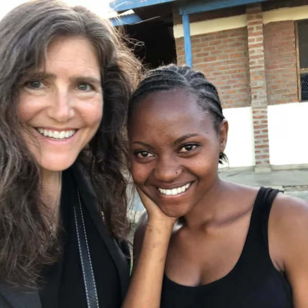 Liz Fanning and a volunteer from Malawi